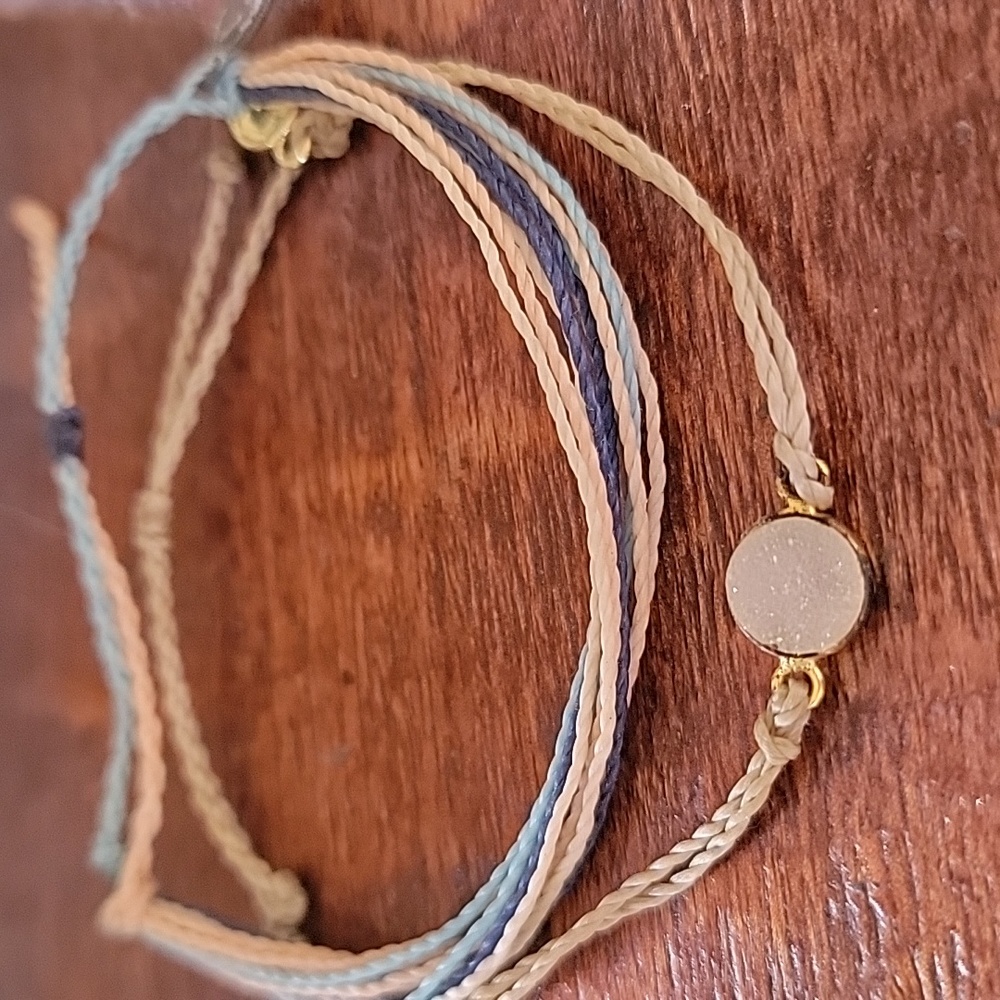 PURA VIDA Encased Stone Gold Tone and Signature Adjustable Cord Bracelet Lot